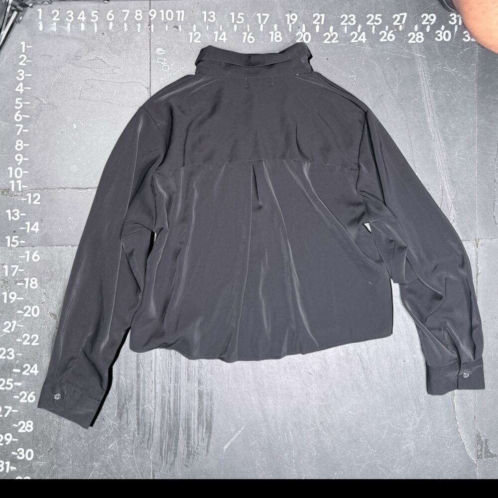 Jon & Anna Contemporary Grey Silky Cropped Long Sleeve Button Down Shirt - Picture 2 of 4